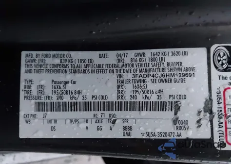 2017 Ford Fiesta Titanium из США, поврежденный, VIN 3FADP4CJ6HM129691